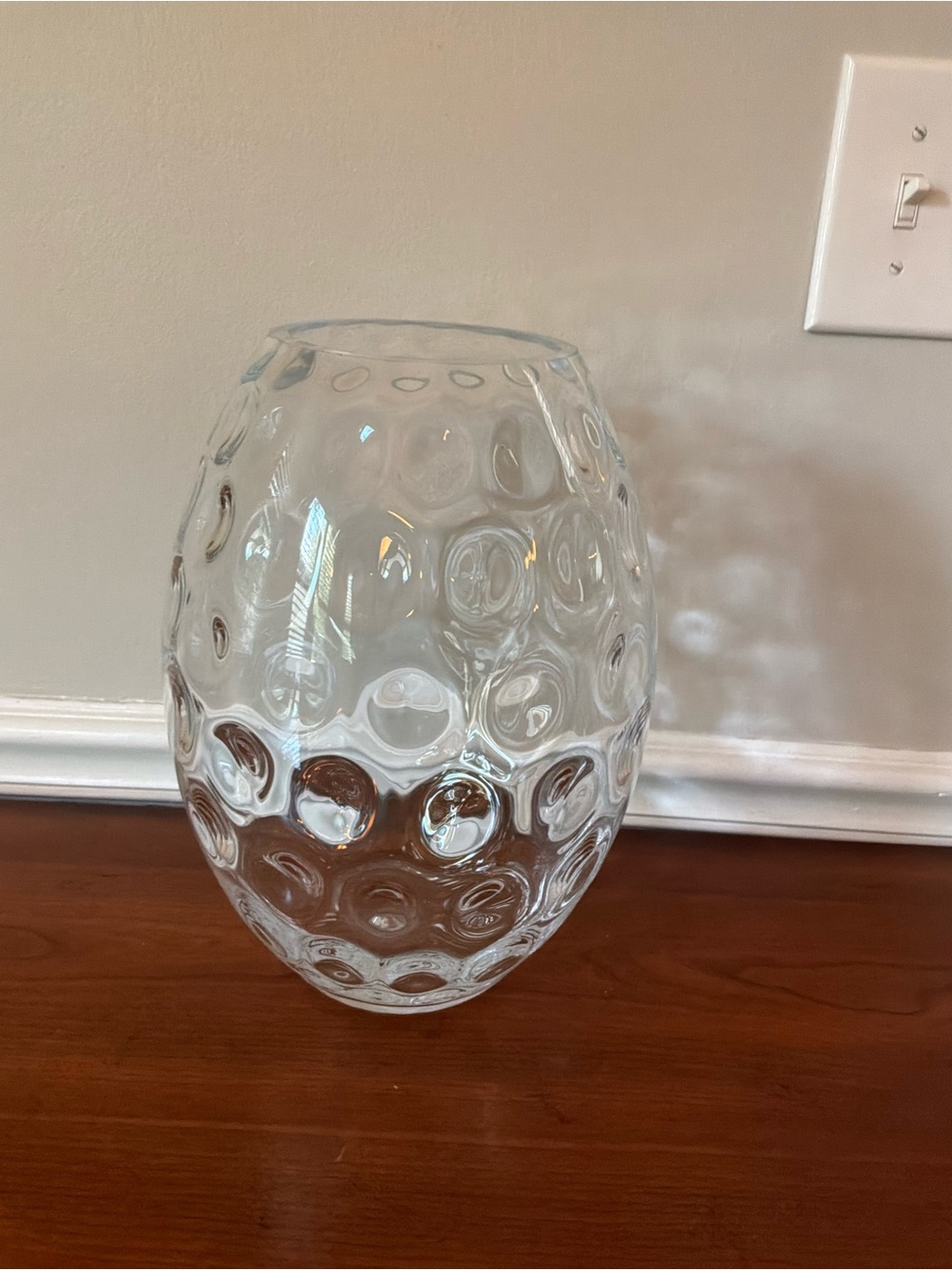 Vintage Bohemian Clear Textured Bubble Glass Large Vase